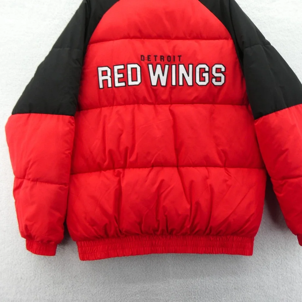 G-III Jacket Mens Large Detroit Red Wings Red Black Puffer Full Zip NHL Hockey‎